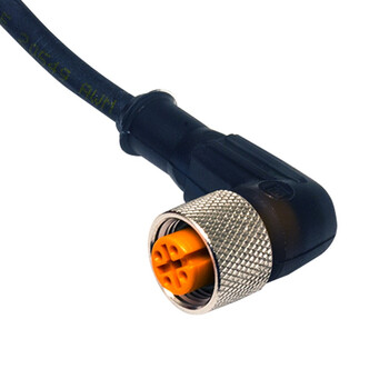 CD12M/LB-100C5 M.D. Micro Detectors Гнездовой разъем M12, 90°, 4 полюса, кабель PUR 5м с 3 светодиодами