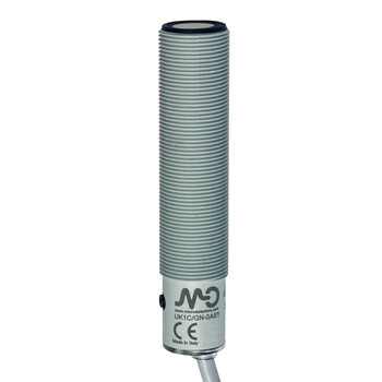 UK1C/G4-0ASY M.D. Micro Detectors Ультразвуковой датчик M18, аналоговый, 4-20 мА,+ NPN NO/NC 100-900 мм, кабель 2м, с кнопкой обучения, пластиковый