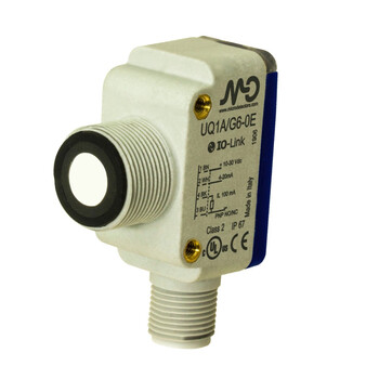UQ1A/G7-0E M.D. Micro Detectors Ультразвуковой датчик, гибридный корпус, 40-300 мм. аналоговый 0-10 В,+ PNP NO/NC, разъем M12, с кнопкой обучения